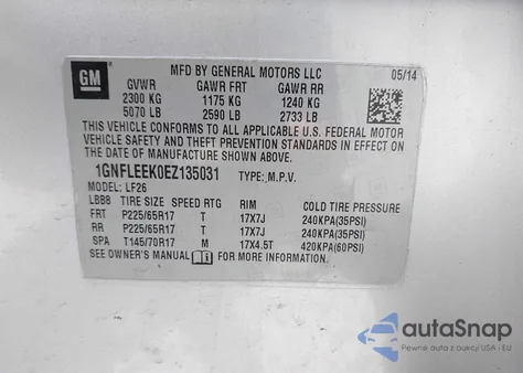 2014 Chevrolet Equinox Ls z USA, uszkodzony, nr VIN 1GNFLEEK0EZ135031